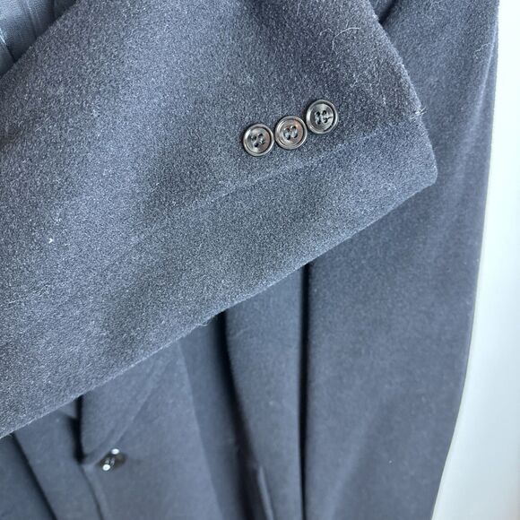 Christian Aujard Single Breasted Cashmere Blend Black 3 Button Overcoat Size 44R - Picture 8 of 16